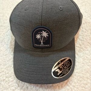 Travis Mathew Gray Hat | SnapBack | FlexFit 110 | Palm Trees on Logo